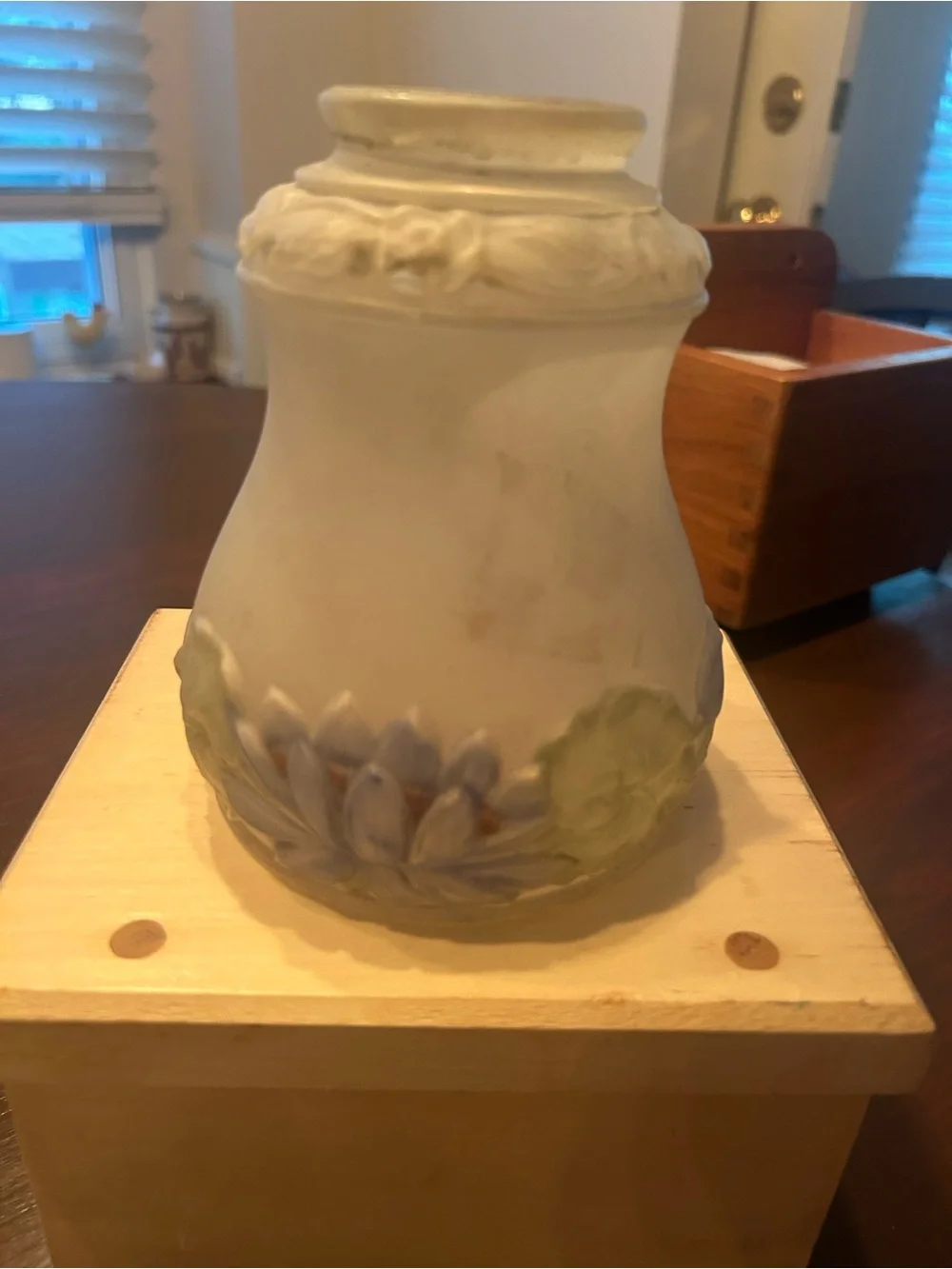 Vintage-Style White Floral Frosted Glass  lamp shade